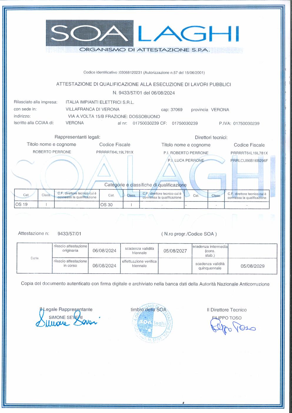 Attestazione SOA OS19 / OS30
